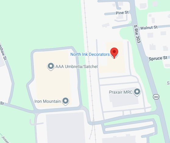 Map showing North Ink Decorators at 560 NY-303, Orangeburg, NY 10962
